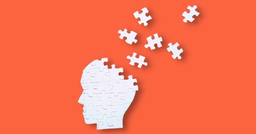 Imagen de una cabeza con piezas de puzzle representando el deterioro cognitivo